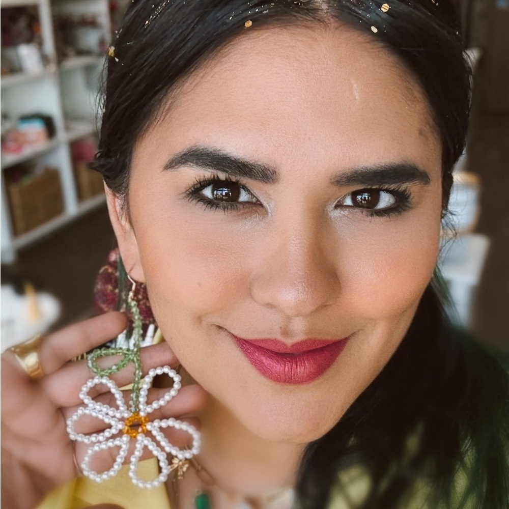 Handmade Beaded Flower Earrings